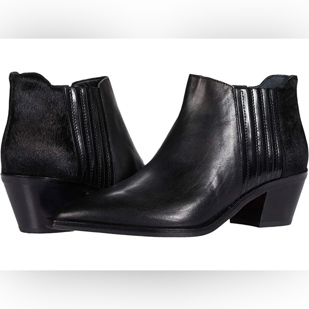 NWB Dolce Vita Shana Pointed Toe Leather & Calf Hair Booties